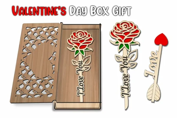 Caja De Regalo Para El Dia De San Valentin Con Flecha De Amor Y Rosas Romanticas Creativo Digital